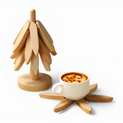 Charming Foldable Wooden Trivet Set