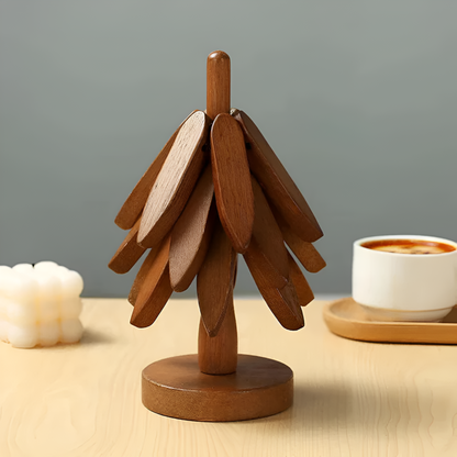 Charming Foldable Wooden Trivet Set