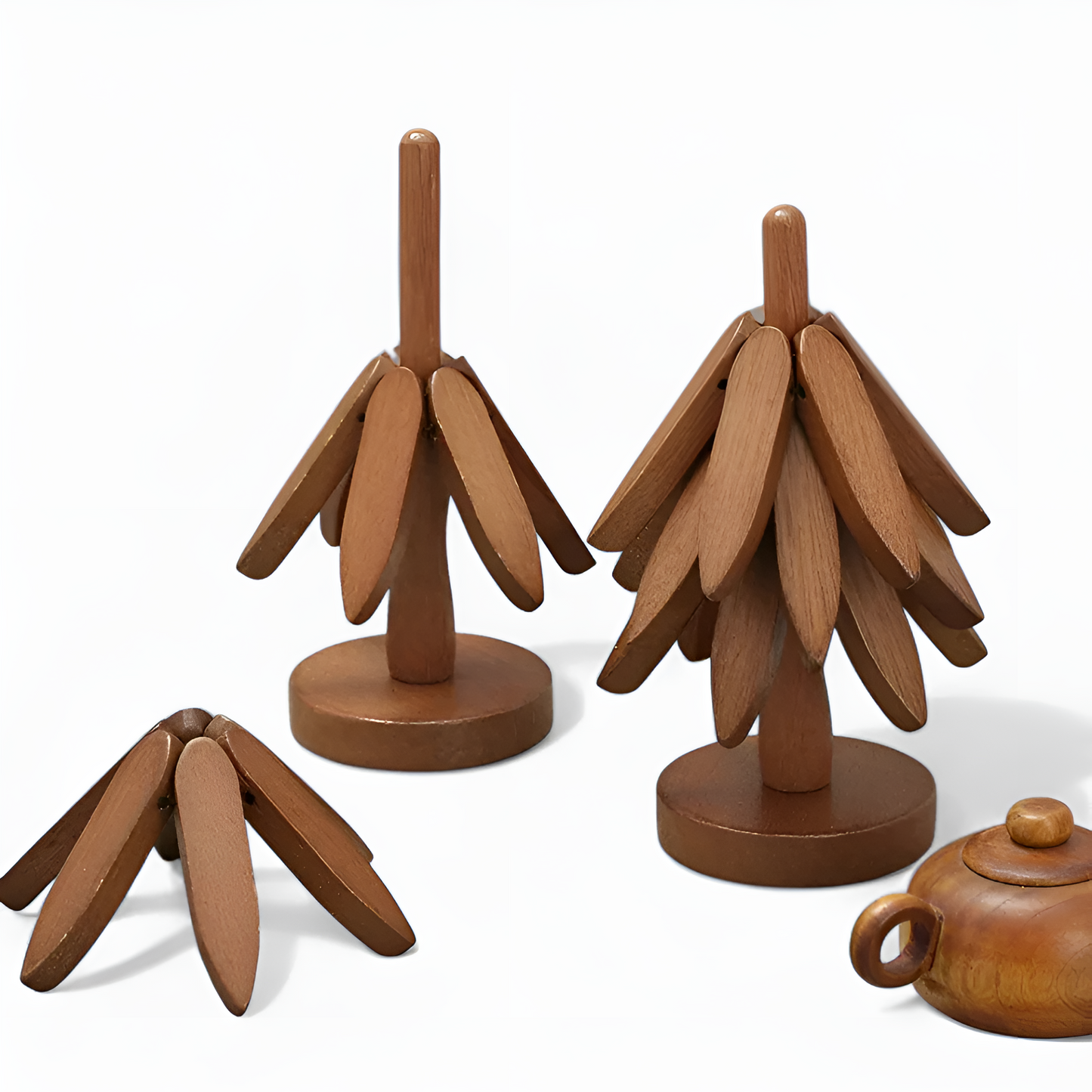 Charming Foldable Wooden Trivet Set