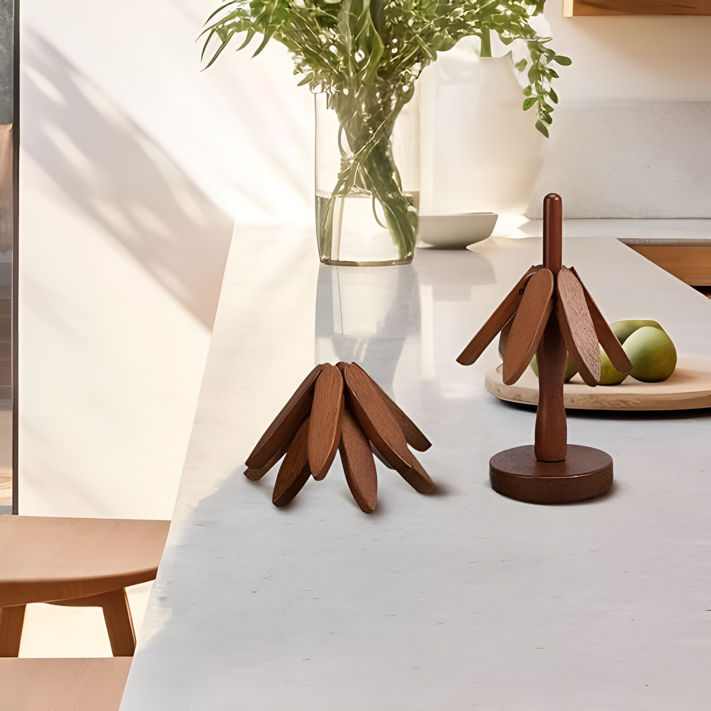 Charming Foldable Wooden Trivet Set